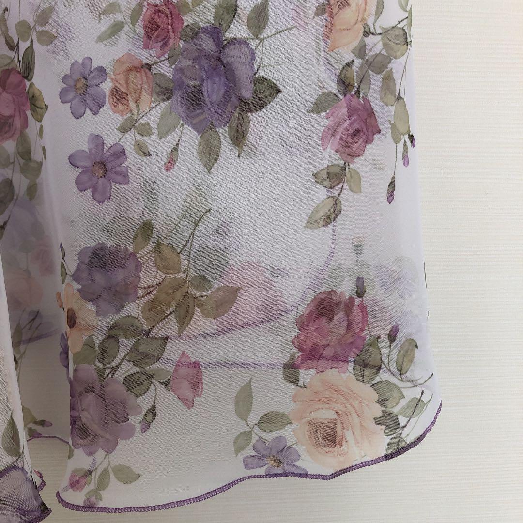 ♦︎未使用 タグ付き♦︎ バレエ 花柄巻きスカート パープル ホワイト