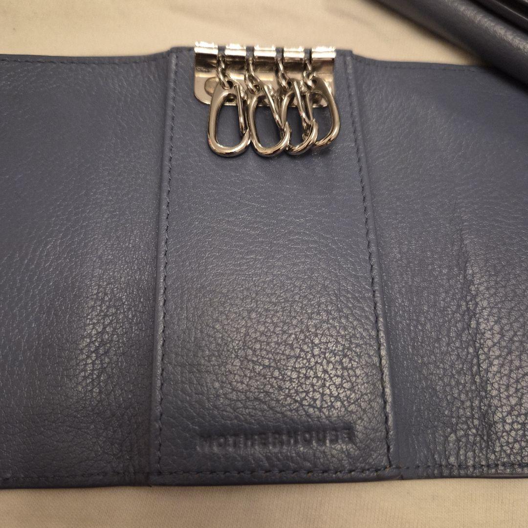 ブルー レザー キーケース