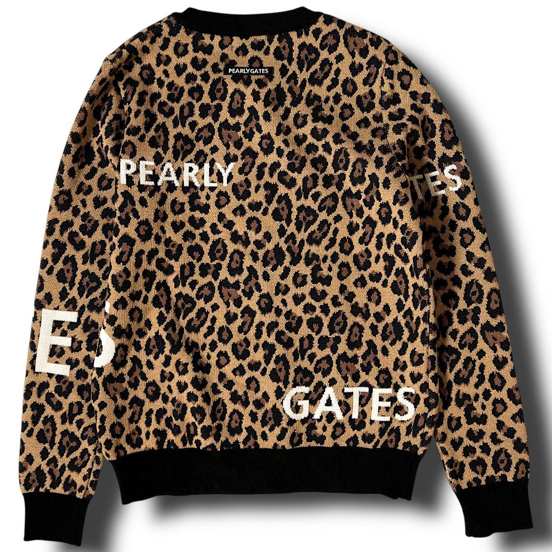 新品 0 パーリーゲイツ レオパードニットプルオーバー 日本製 定価37,400