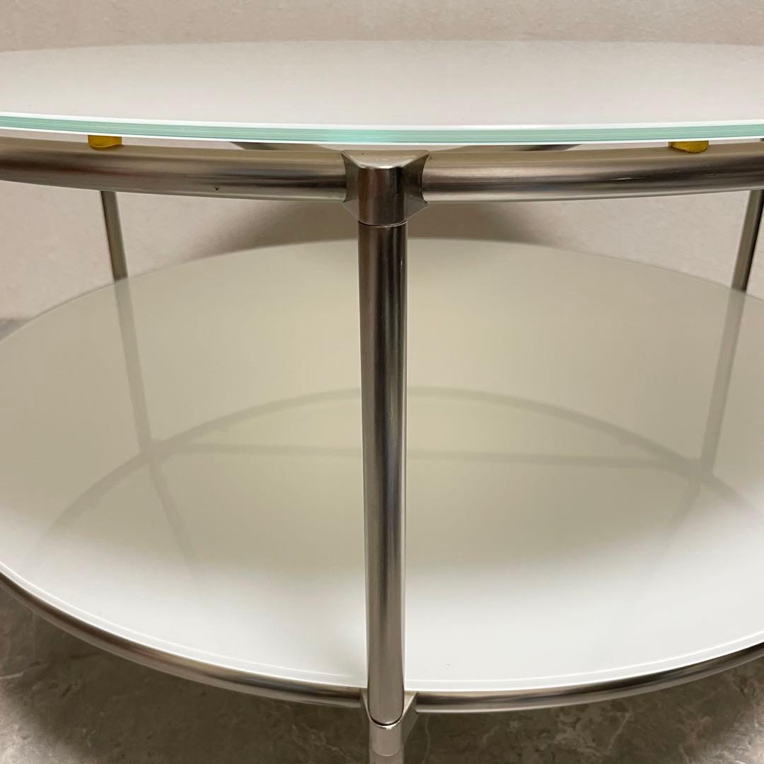 良品　イケア　ストリンド　ガラステーブル　ラウンドテーブル　ローテーブル