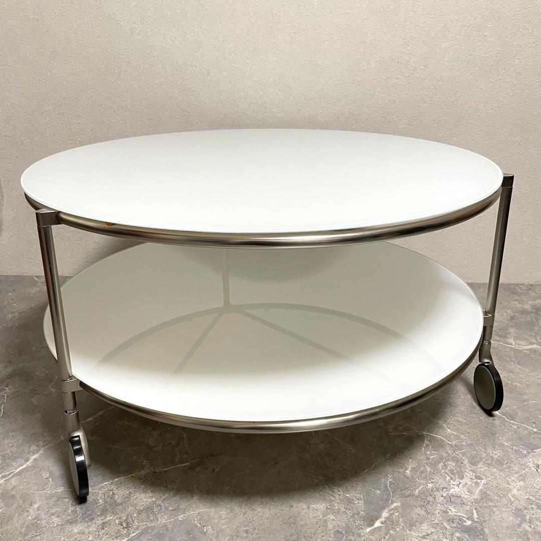 良品　イケア　ストリンド　ガラステーブル　ラウンドテーブル　ローテーブル