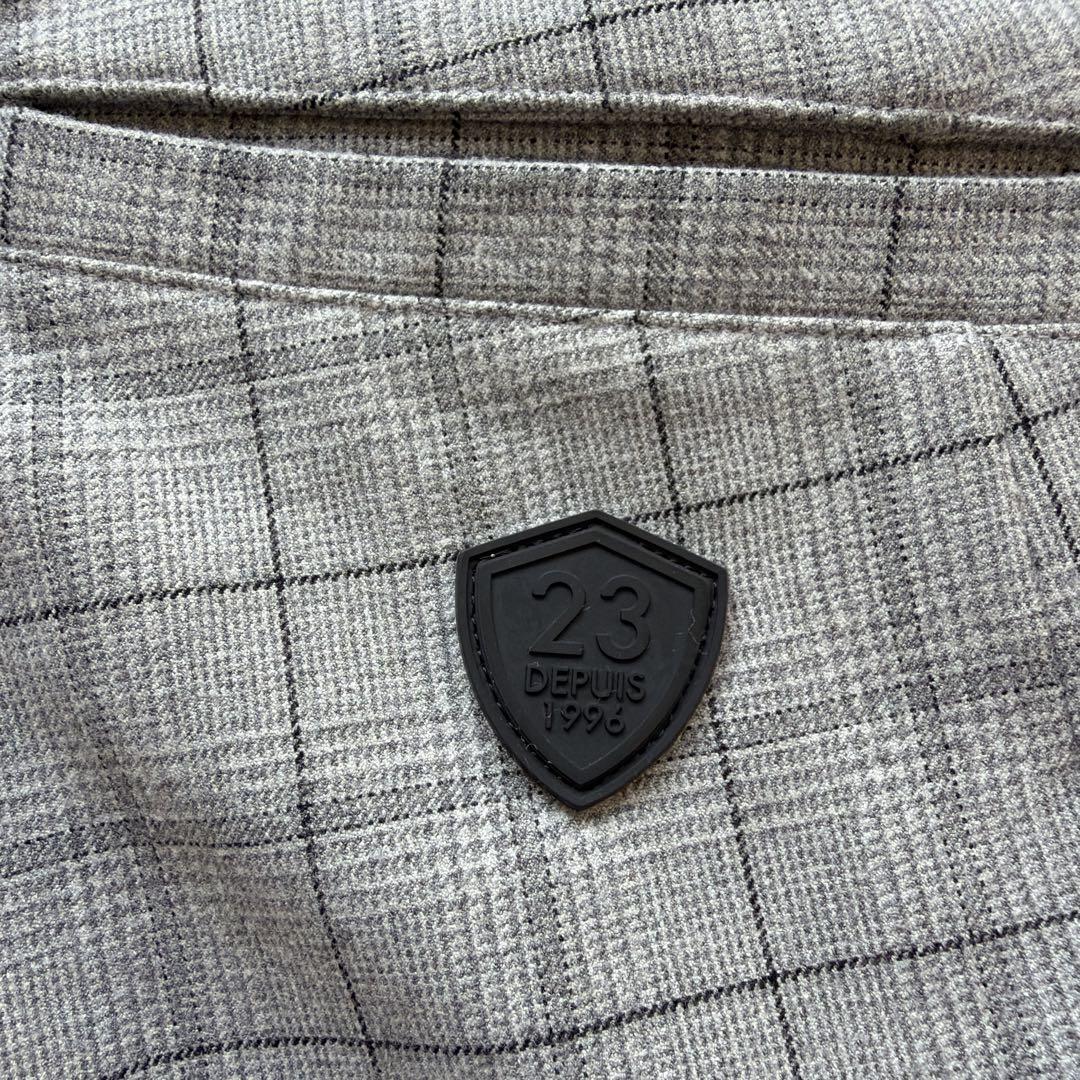 美品　23区ゴルフ　ストレッチパンツ　メンズ82 M位　グレー　チェック　Dカン