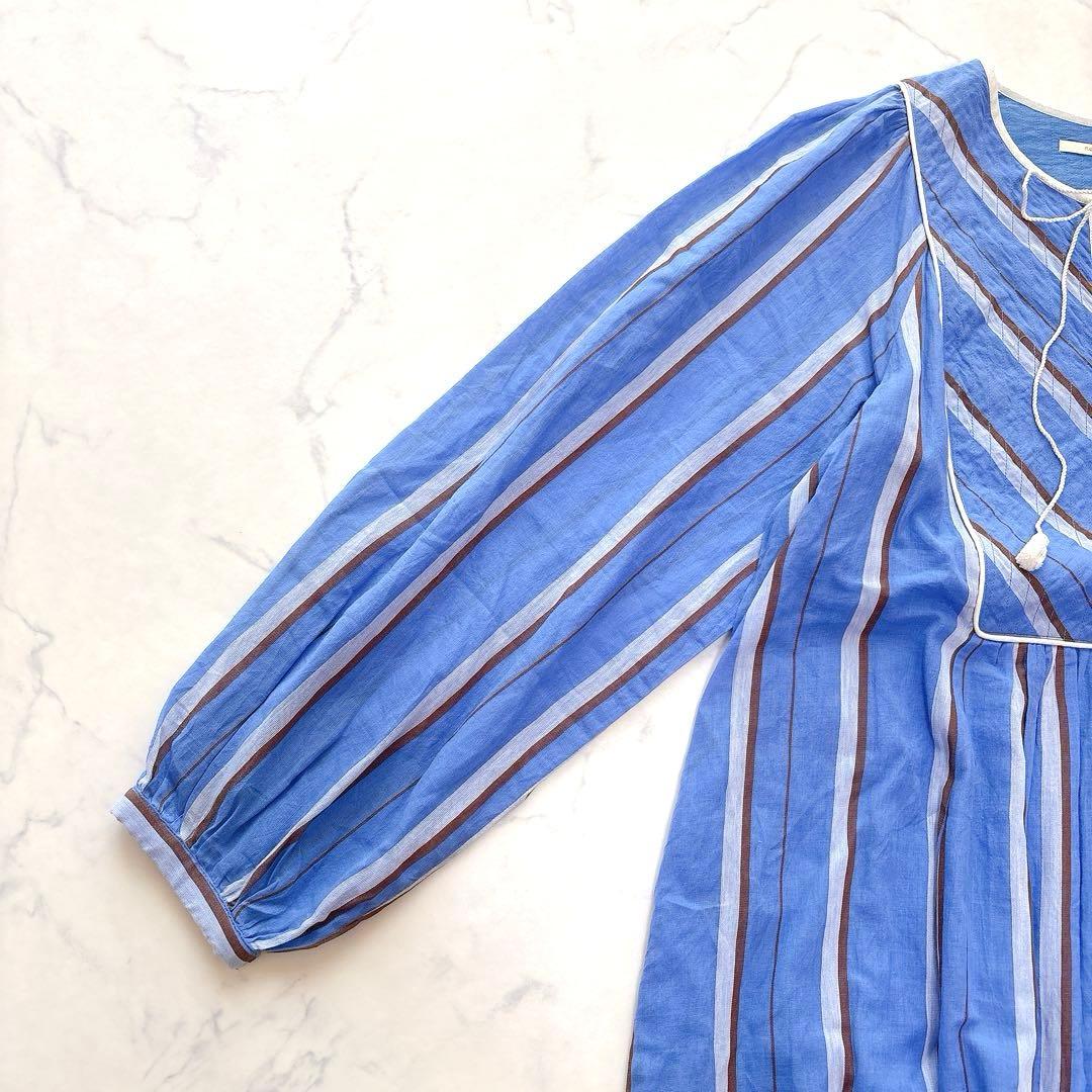 【極美品】完売品 ヌキテパ コットンボイル ストライプ ギャザー ドレス M