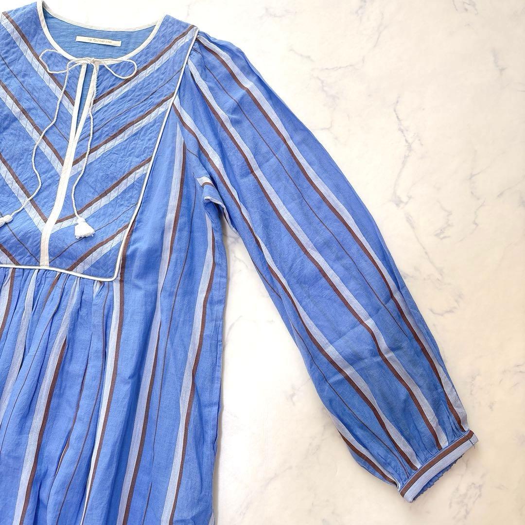 【極美品】完売品 ヌキテパ コットンボイル ストライプ ギャザー ドレス M