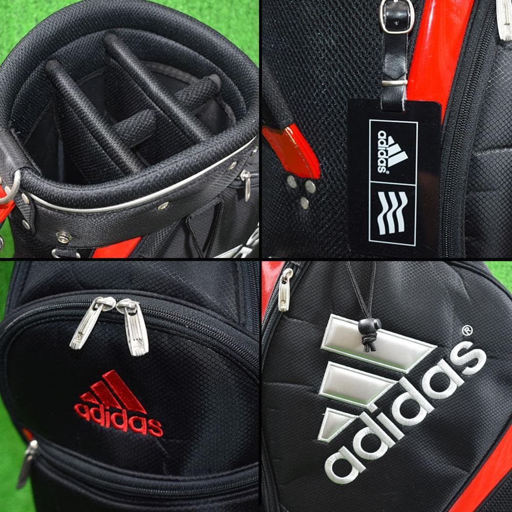 アディダス ゴルフ 軽量キャディーバック９.０型【黒×赤】美品！