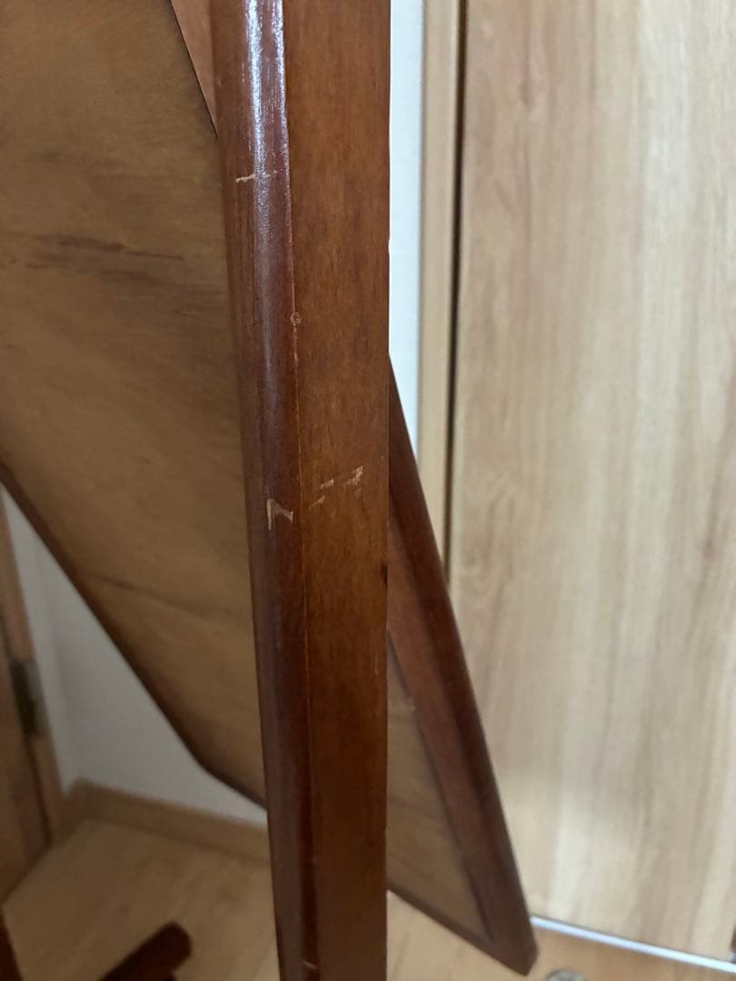 木製スタンドミラー キャスター付き　姿見　鏡