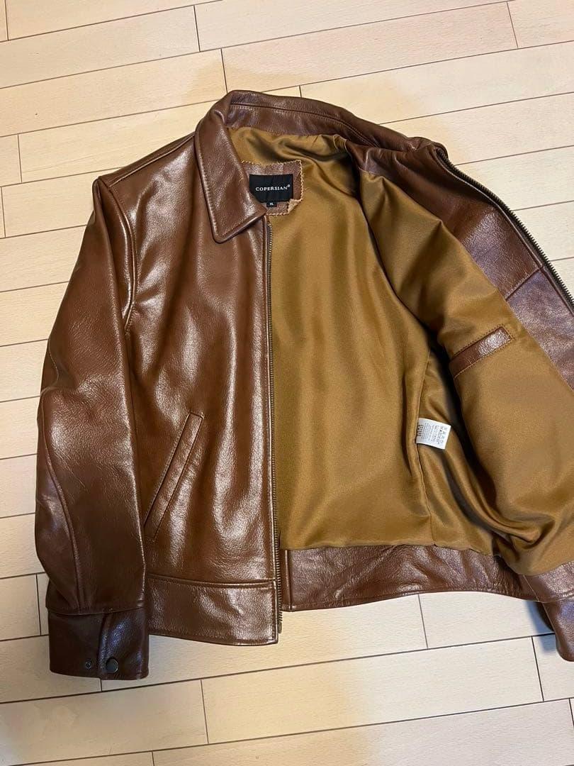 新品 ブラウン シングルライダースジャケット