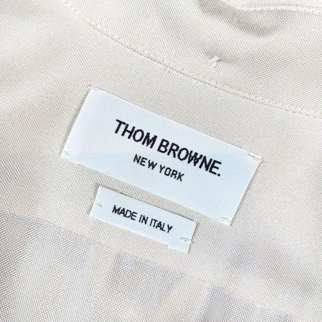 THOM BROWNE シルク トリコロール裏地 BDシャツ ロング丈ワンピース