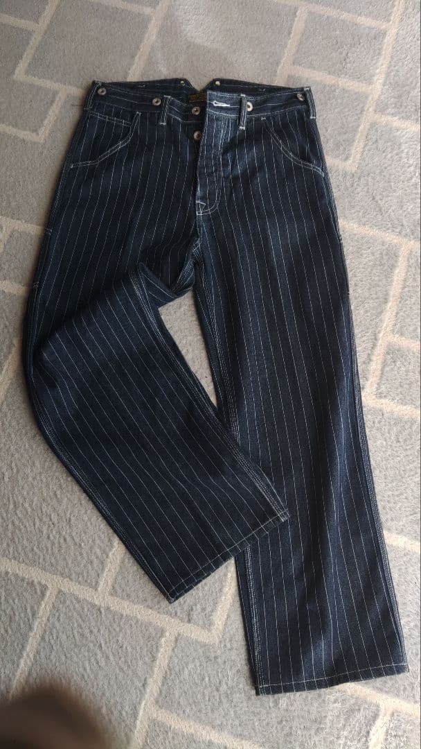 ストライプデニムパンツ　ウォバッシュ　ヒッコリー