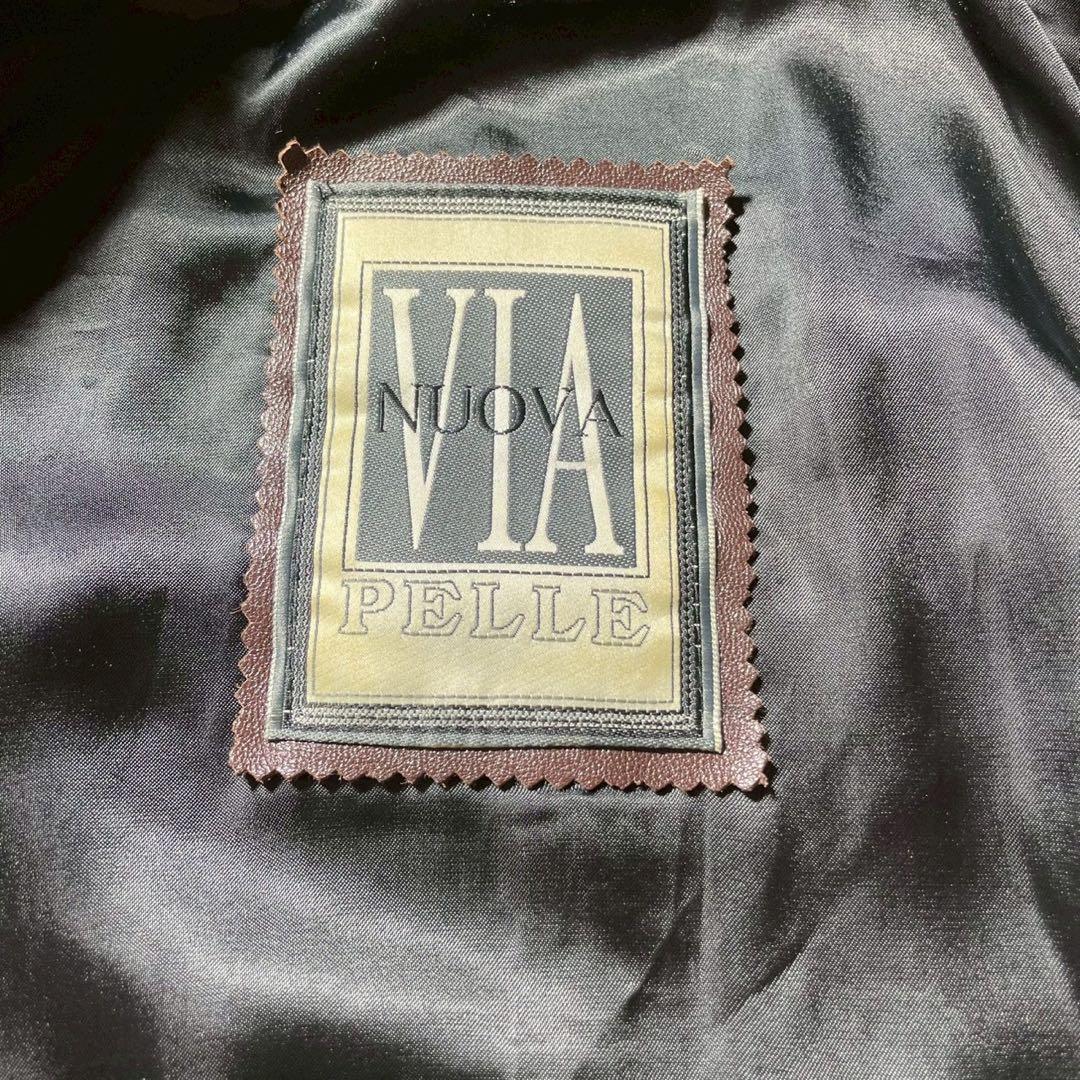 ち*わ様 vintage レザーコート　LAME NAPPA ブラック　襟ボア