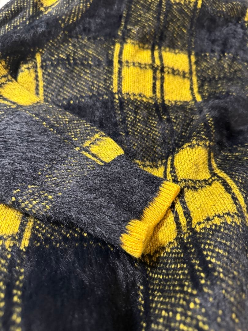 美品【定価1.6万】Callaway チェックジャカードVネックヘアリーニット