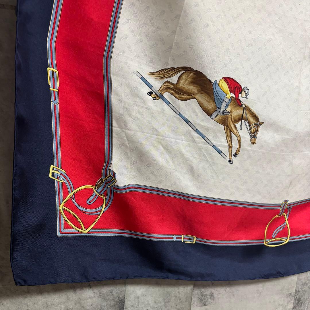 CELINE セリーヌ　シルク　スカーフ　88×88 乗馬柄