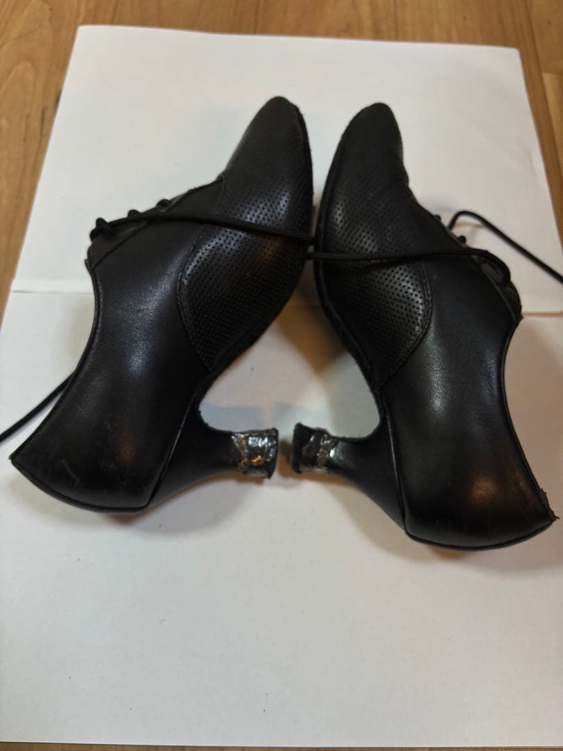ブラックレザー社交ダンスシューズ