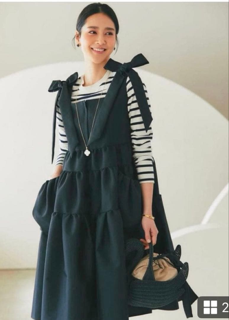 新品未使用SEVEN TEN ノースリーブ リボンティアードワンピース