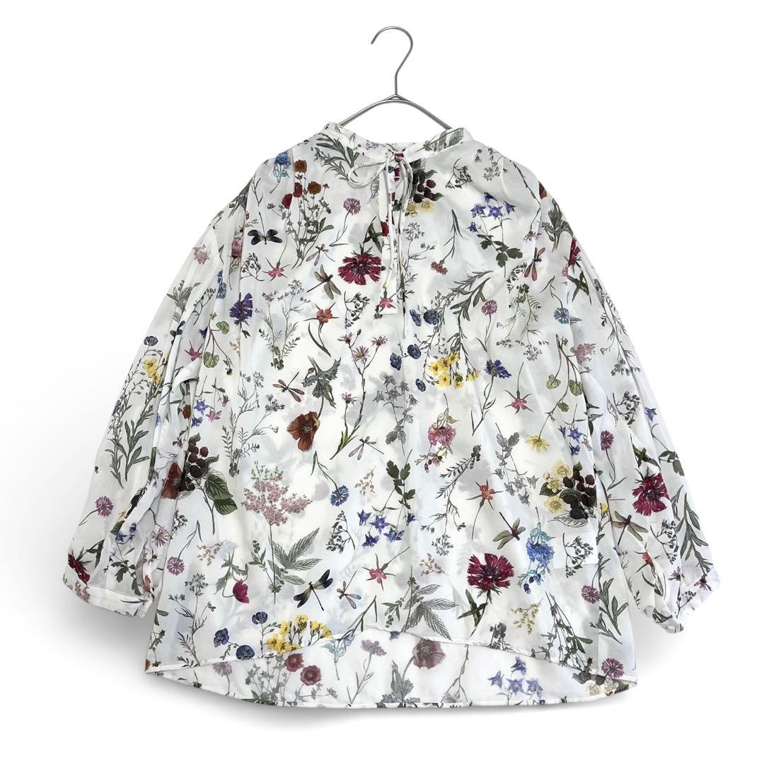 美品◎トゥモローランド ボタニカルリベルラプリント ボウタイブラウス