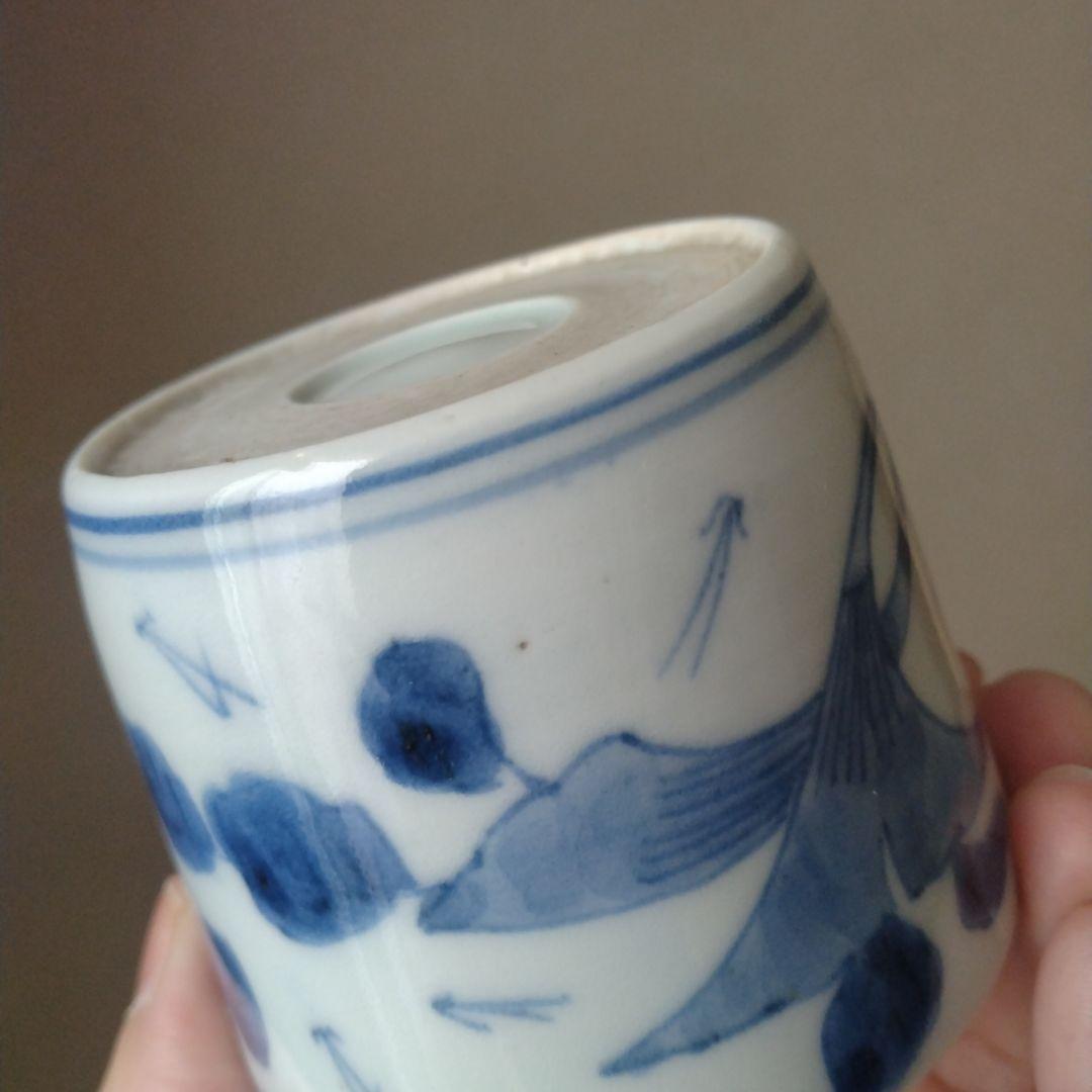 《8月サマーセール！！20％OFF》古伊万里染付銀杏文蕎麦猪口