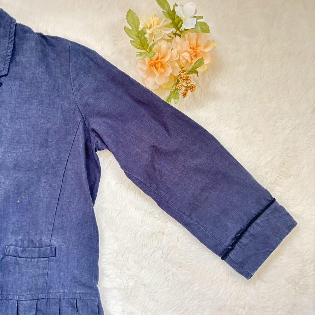 koton コトン リネン 麻 ロングワンピース シャツワンピース ネイビー