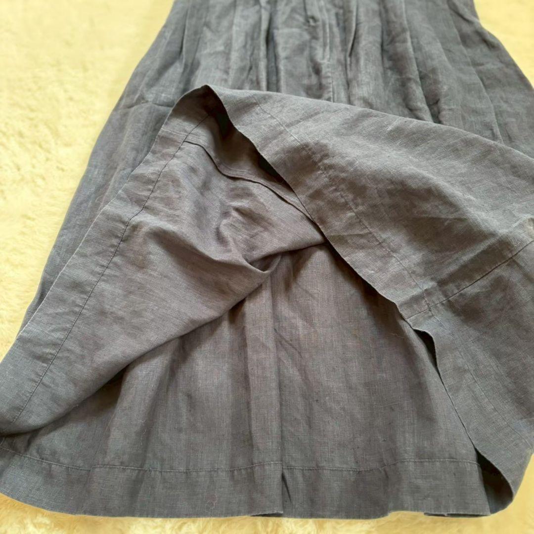 koton コトン リネン 麻 ロングワンピース シャツワンピース ネイビー