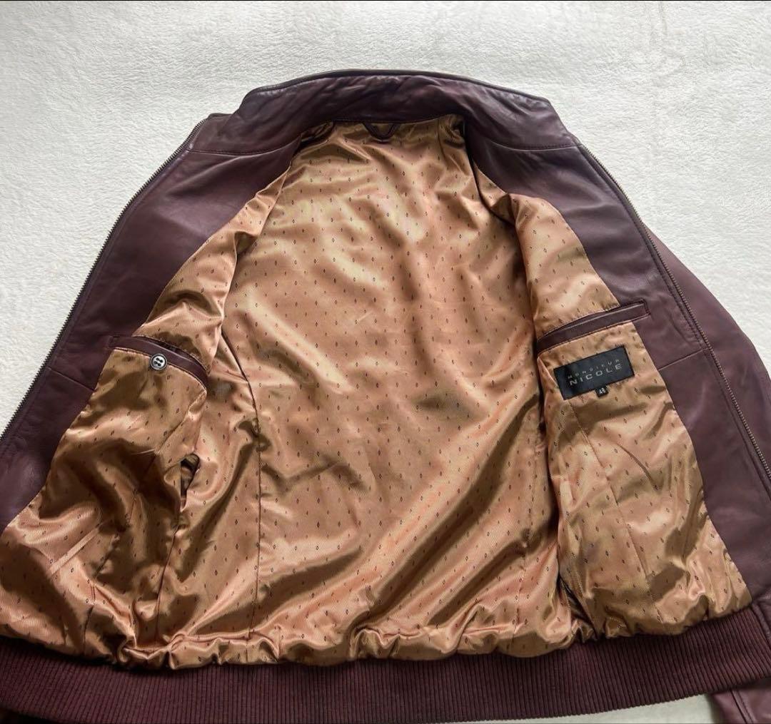 ムッシュニコル レザージャケット 羊革 革ジャン 48　ボルドー