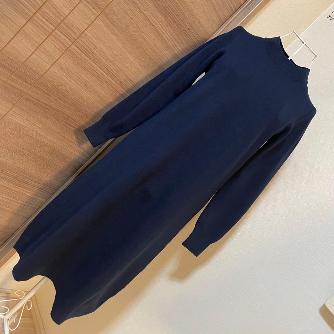 ◎美品☆M's select☆ニットワンピース☆ Mプル☆ネイビー☆34☆