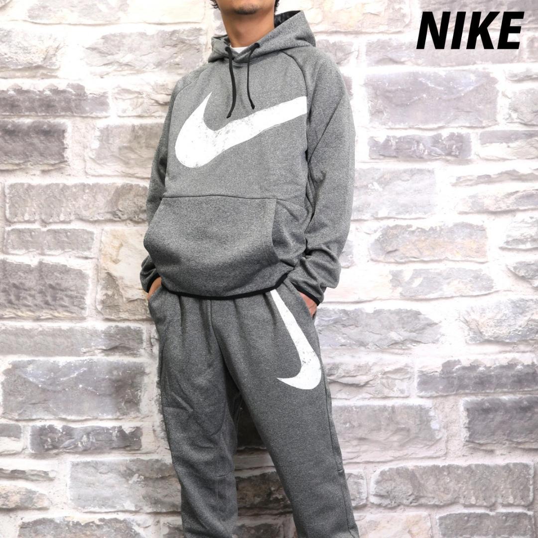 L 黒 ブラック ヘザー ナイキ サーマ ジャージ スウェット 上下セット