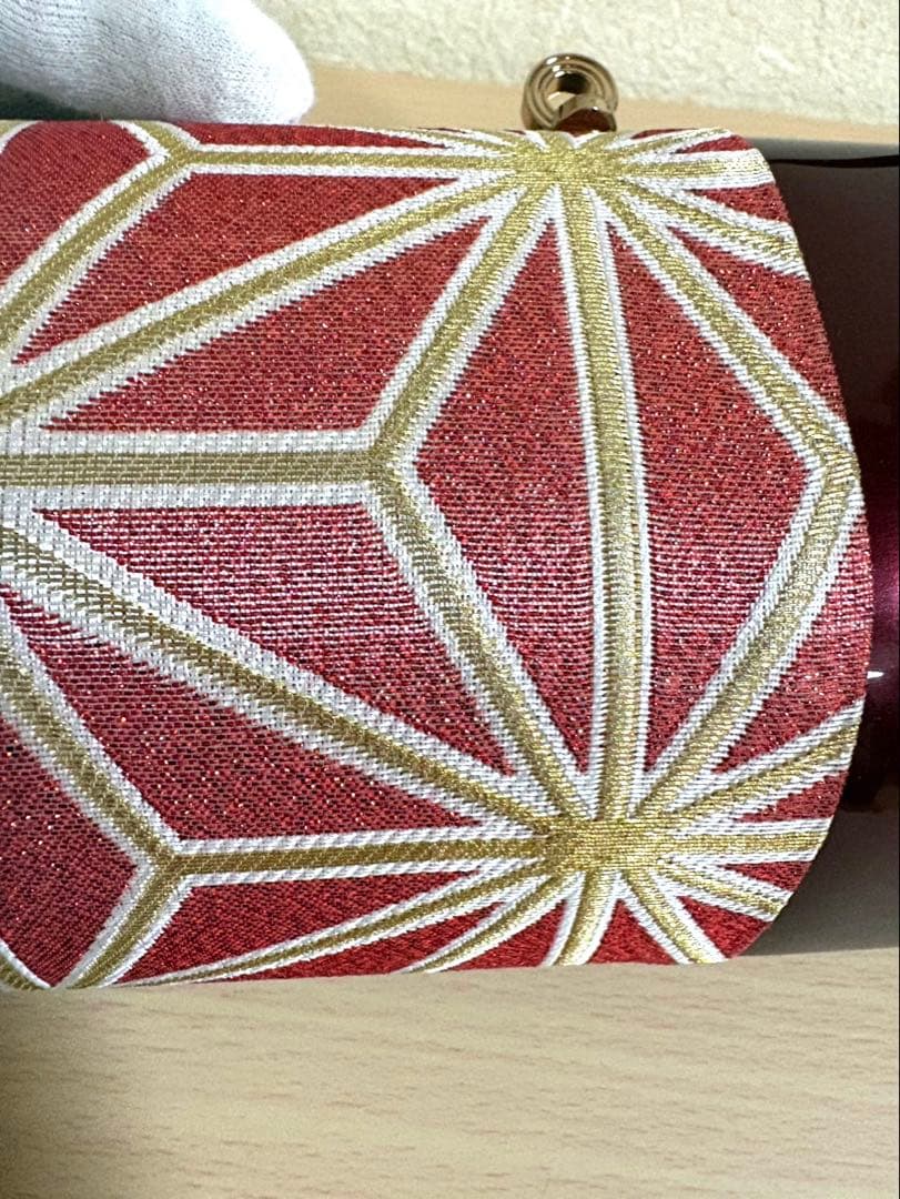 和装バッグ＆草履セット　えんじ色　エナメル素材