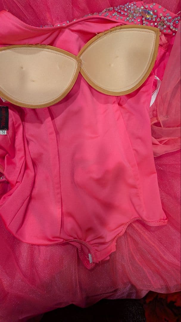 社交ダンスドレス ピンク フリル付き