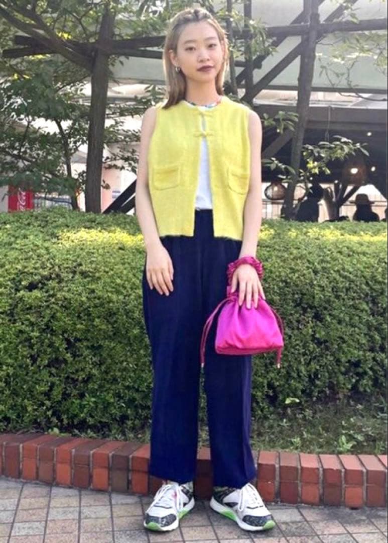 BEAMS BOY ビームスボーイ チャイナボタン ニット ベスト フリー