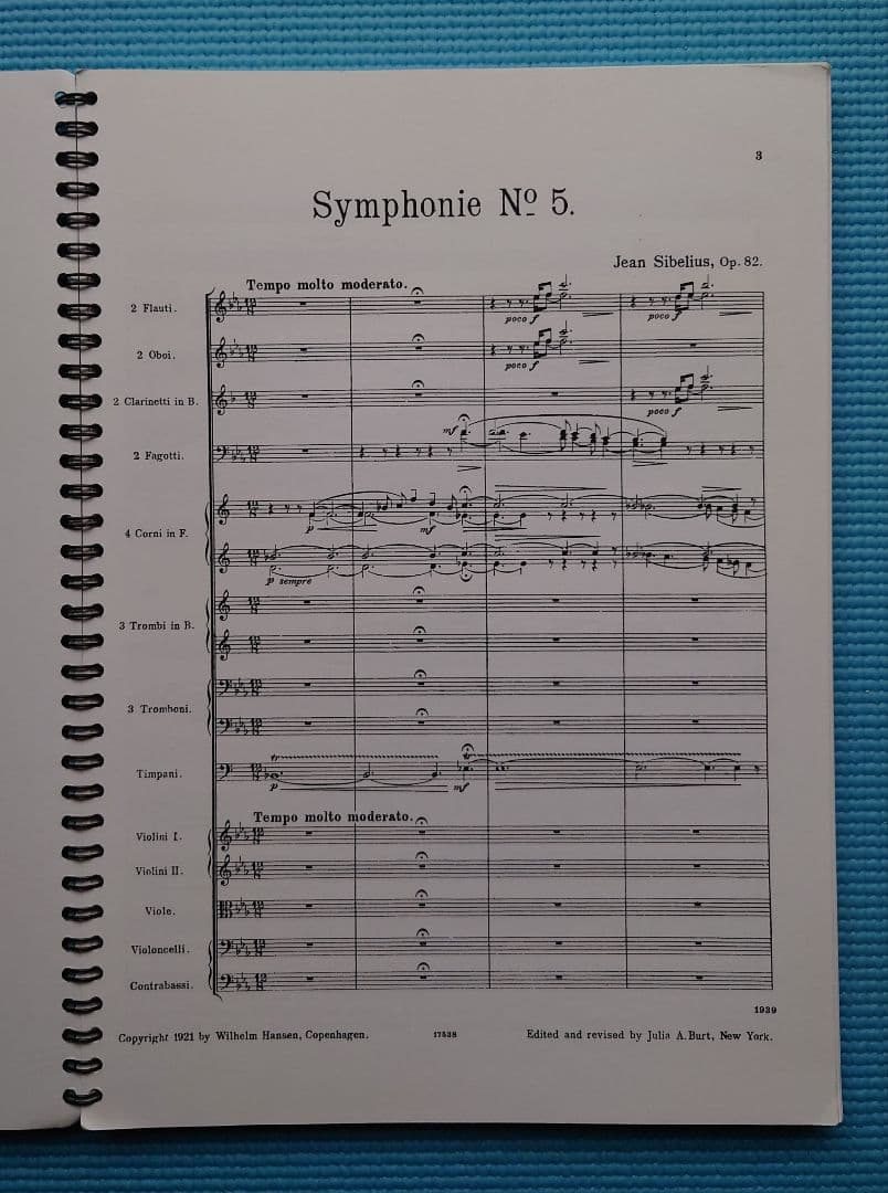 シベリウス交響曲第5番　指揮者用大型フルスコア