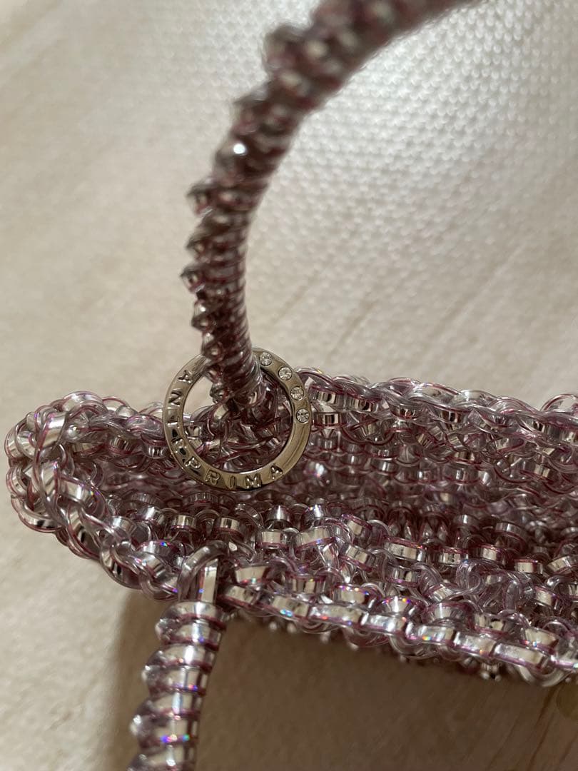 ANTEPRIMA シルバーピンクバッグ　チェーン(別購入)付き