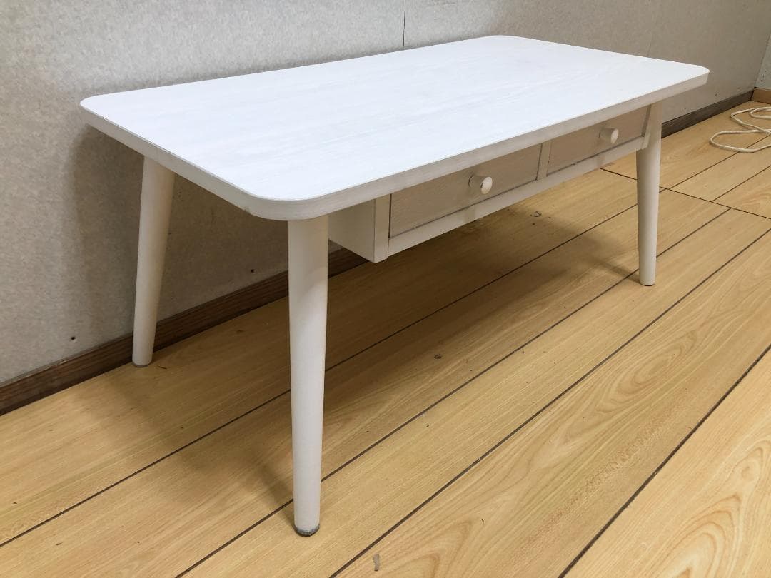 引き出し付きローテーブル センターテーブル 幅80cm ホワイト 75069
