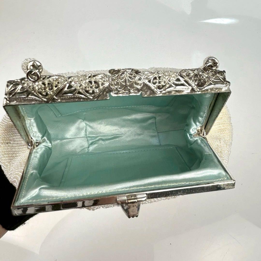 【美品】ルミーはしもと　ビーズバッグ　がま口　昭和レトロ　手提げ