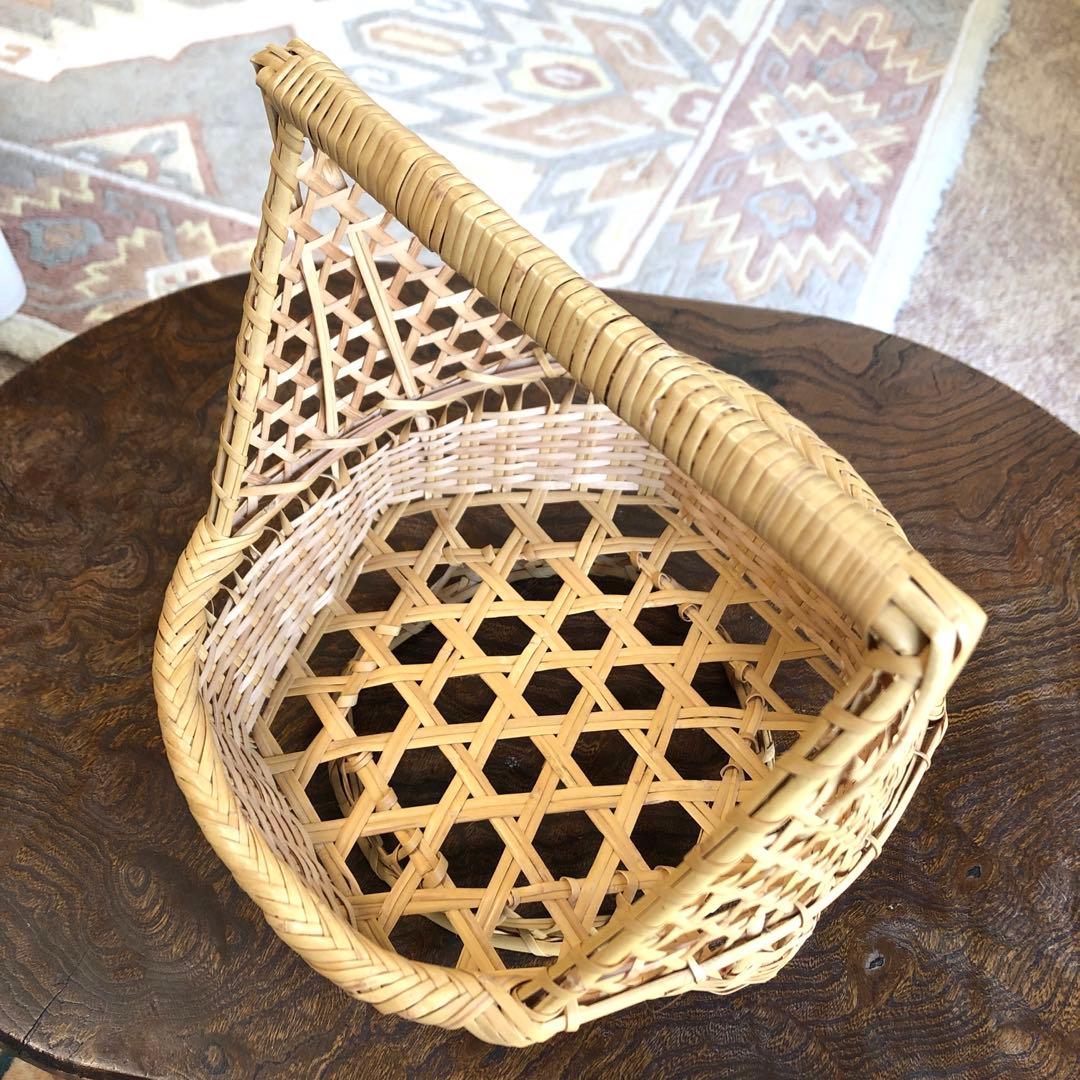 鳥越の竹細工　豆腐かご　鈴竹　高さ約21㎝　未使用品