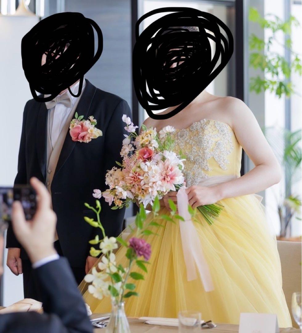 ブートニア付き！アーティフィシャルフラワーブーケ　ウェディングブーケ造花ブーケ