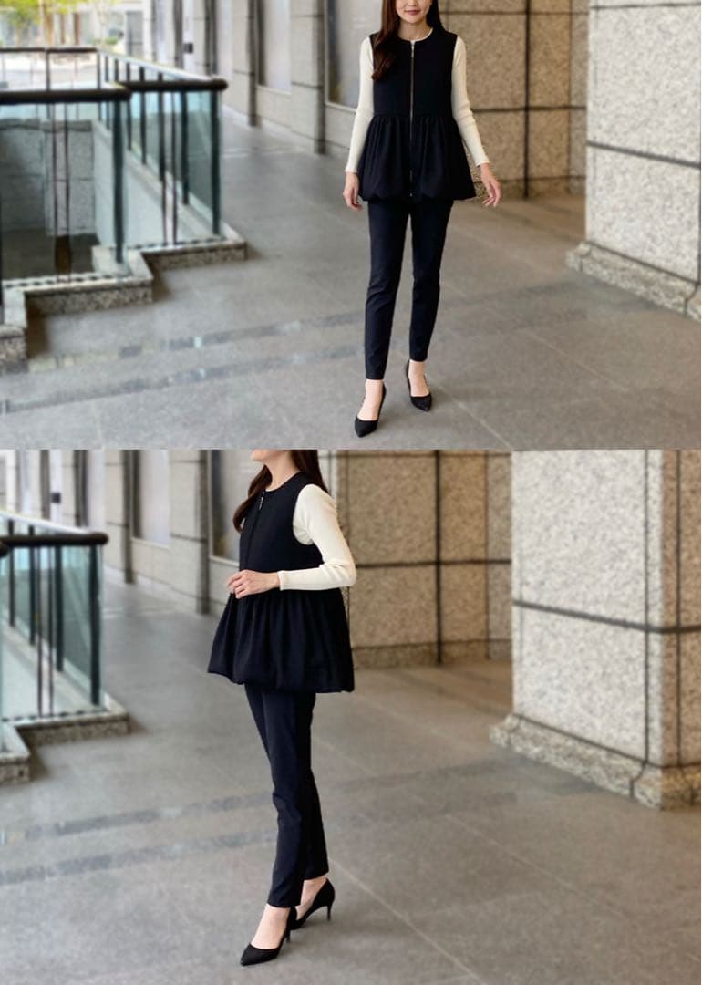 エムプルミエ　クチュール　ダイヤジャガードペプラムダウンベスト