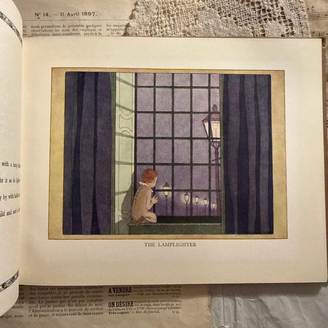 1931年アンティーク愛らしい絵本ルメール洋書　古書ジャンクジャーナル素材　額装