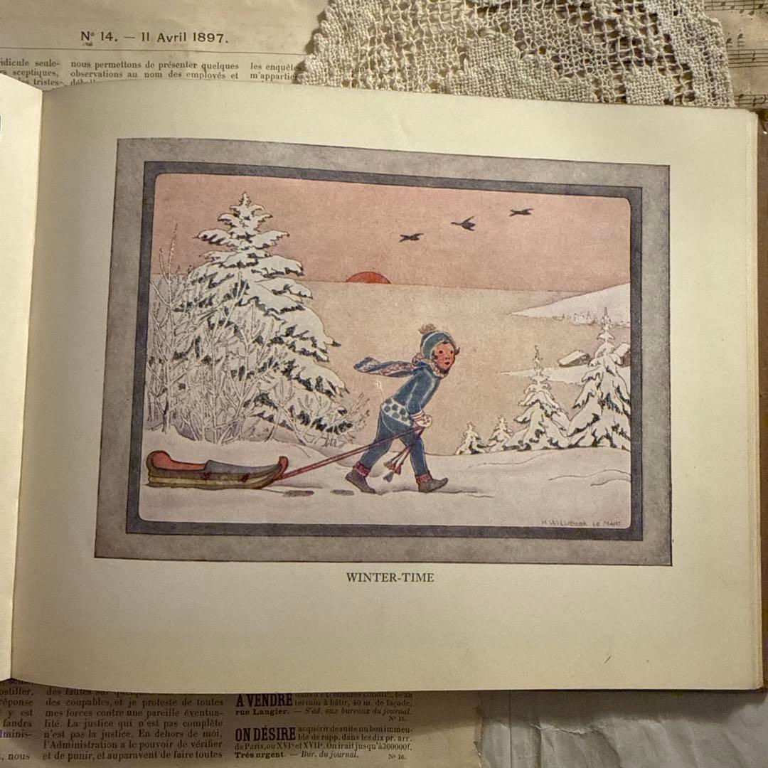 1931年アンティーク愛らしい絵本ルメール洋書　古書ジャンクジャーナル素材　額装