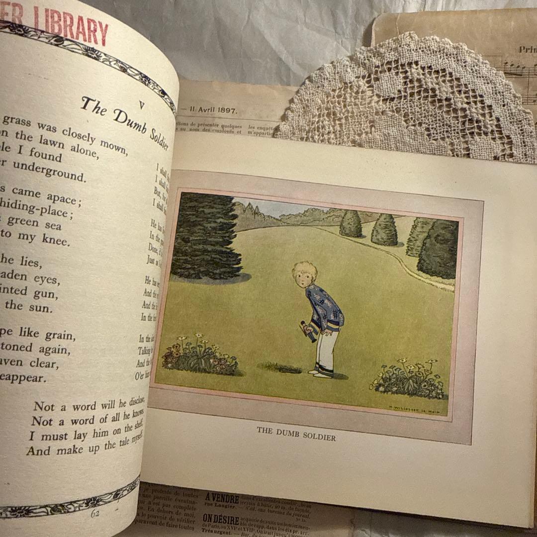 1931年アンティーク愛らしい絵本ルメール洋書　古書ジャンクジャーナル素材　額装