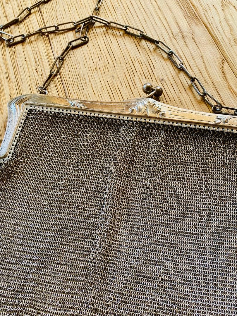 フランスアンティーク シルバーチェーンのハンドバッグ