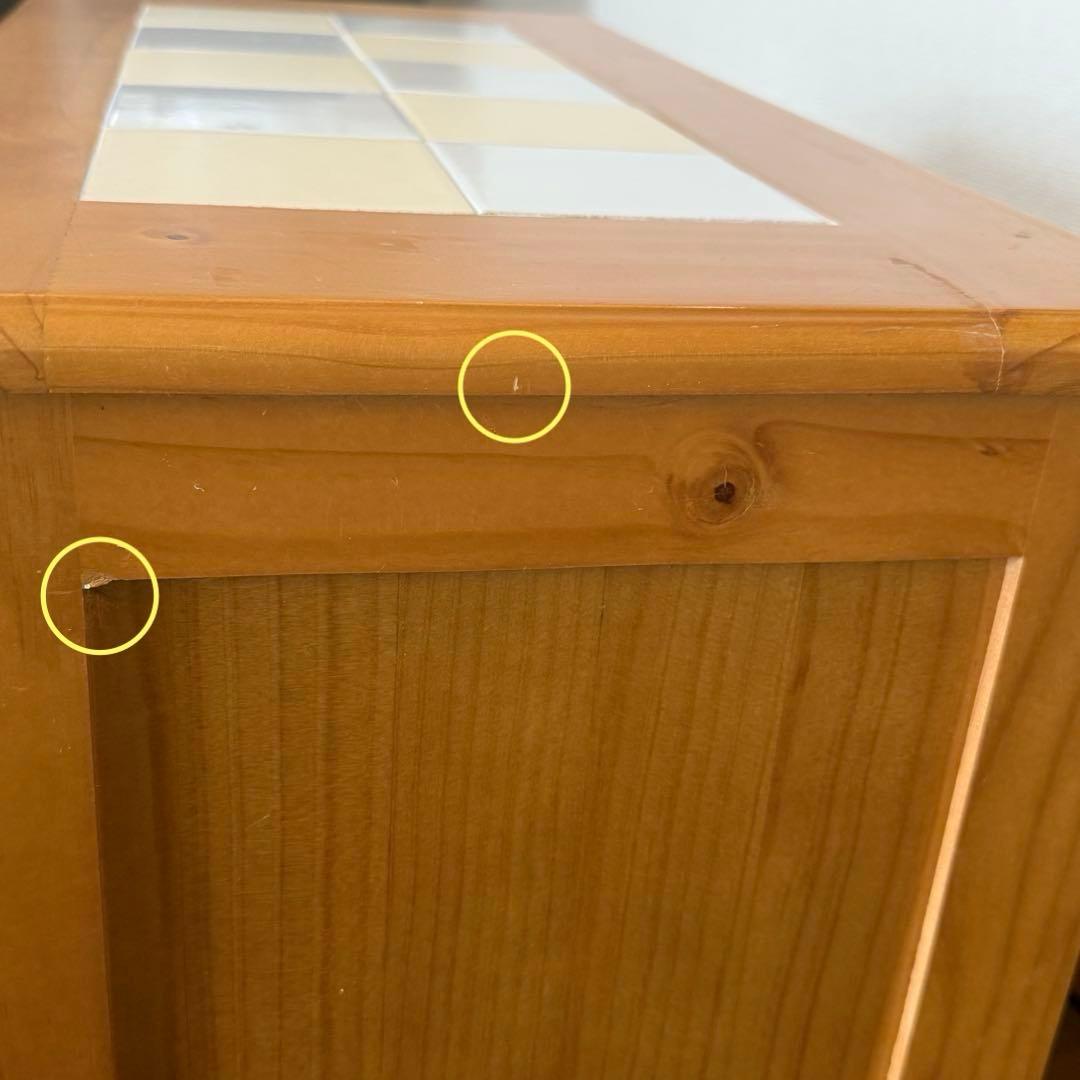 【中古】キッチンカウンター ダストボックス 3分別 カントリー調 木製 ゴミ箱