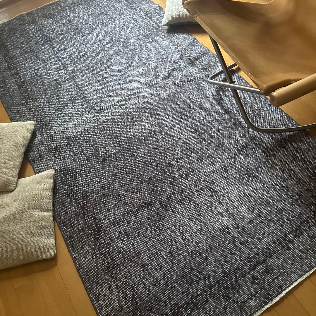 104×207 グレイ×ブラウン　オーバーダイ　トルコヴィンテージラグ