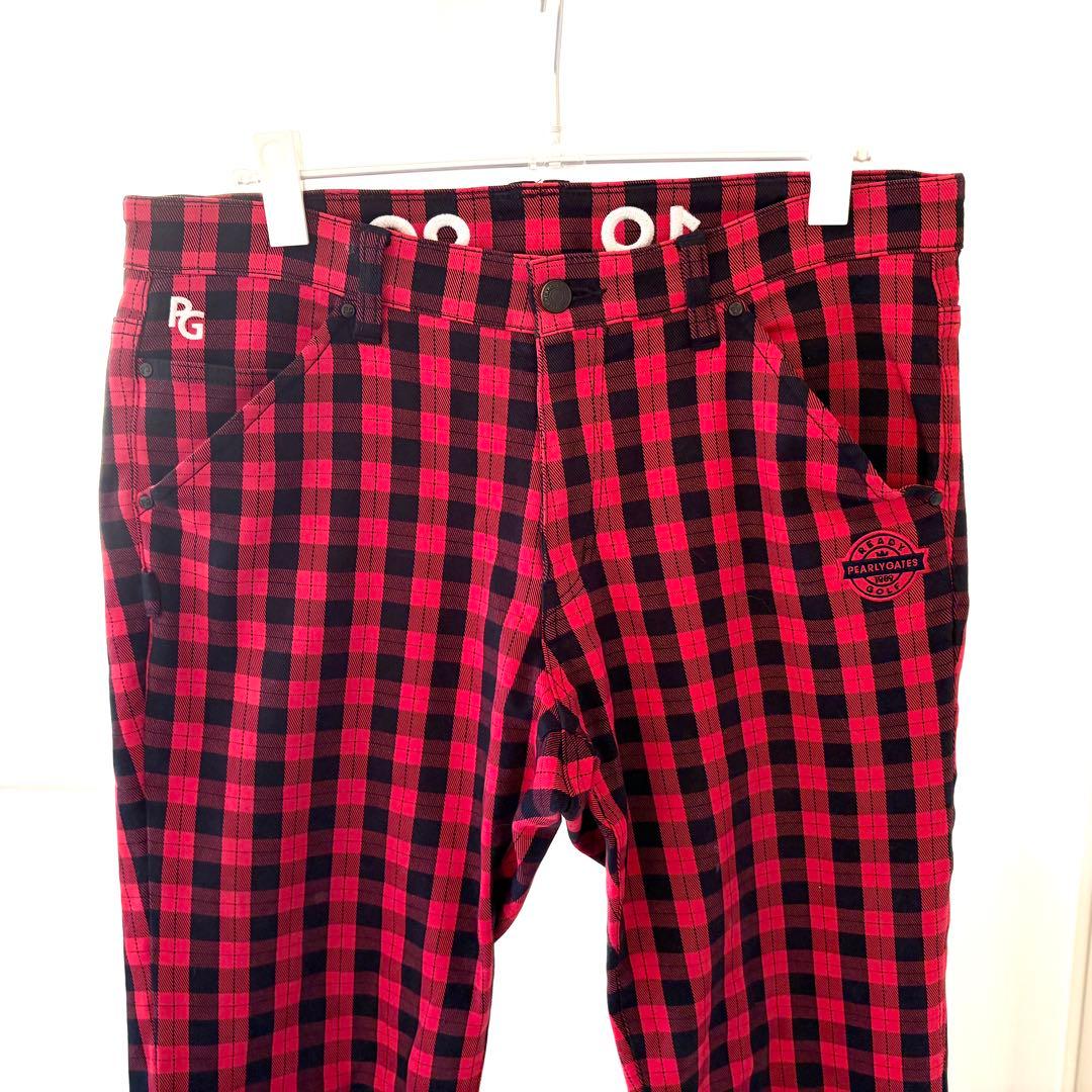 PEARLY GATES 【やや厚手】赤黒チェックパンツ