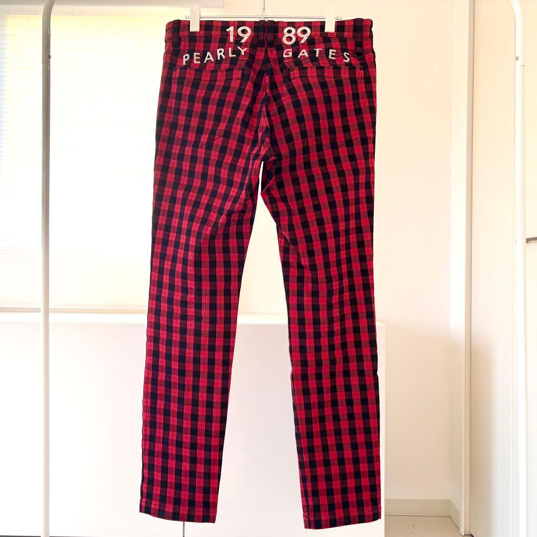 PEARLY GATES 【やや厚手】赤黒チェックパンツ