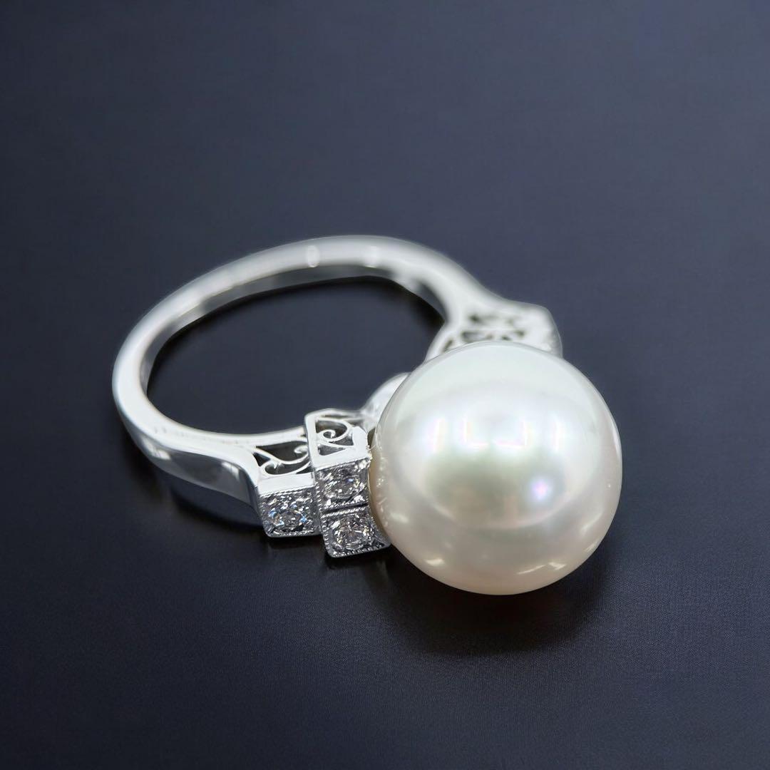 【最高峰】ミキモト　南洋　白蝶真珠　リング　パール　指輪　プラチナ　ダイヤ