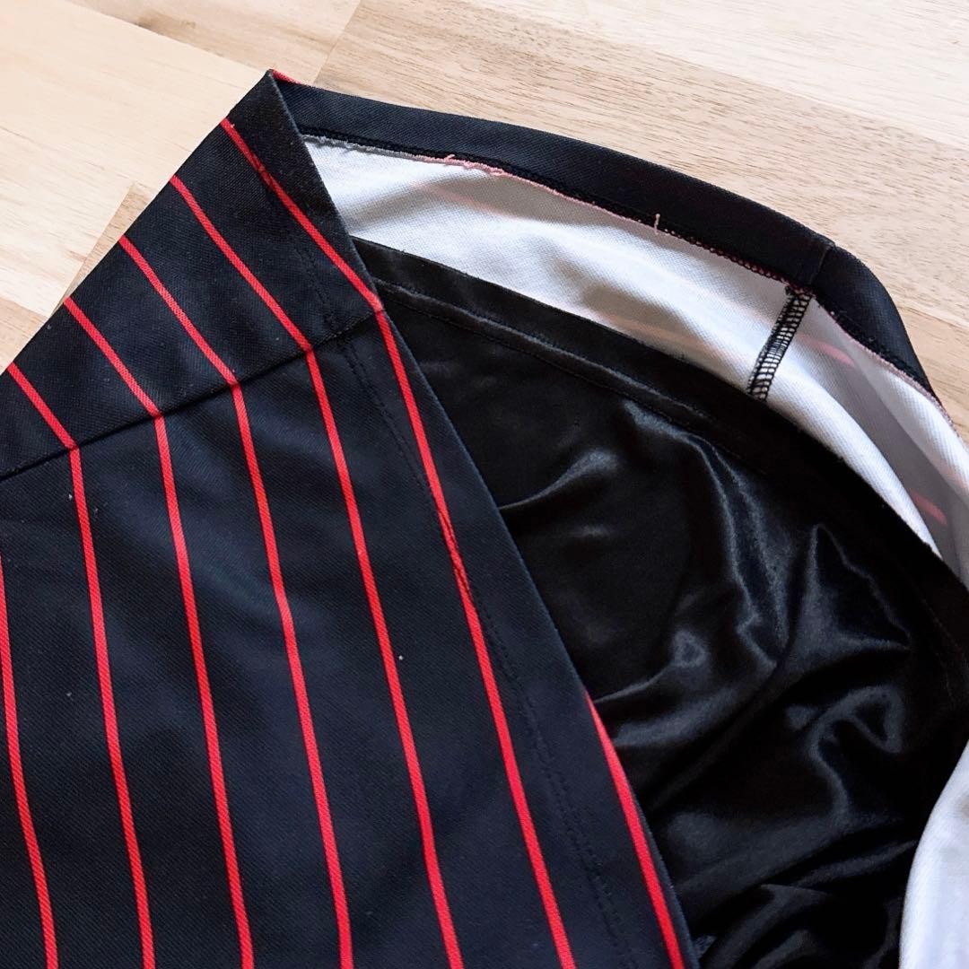 【フィラゴルフ】ゴルフ ストライプ ハイネック 半袖 ワンピース M 紺×赤