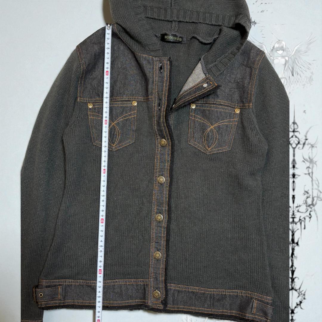 レア⭐︎平成ギャルarchiveニットデニムドッキングパーカー　フルボタンy2k