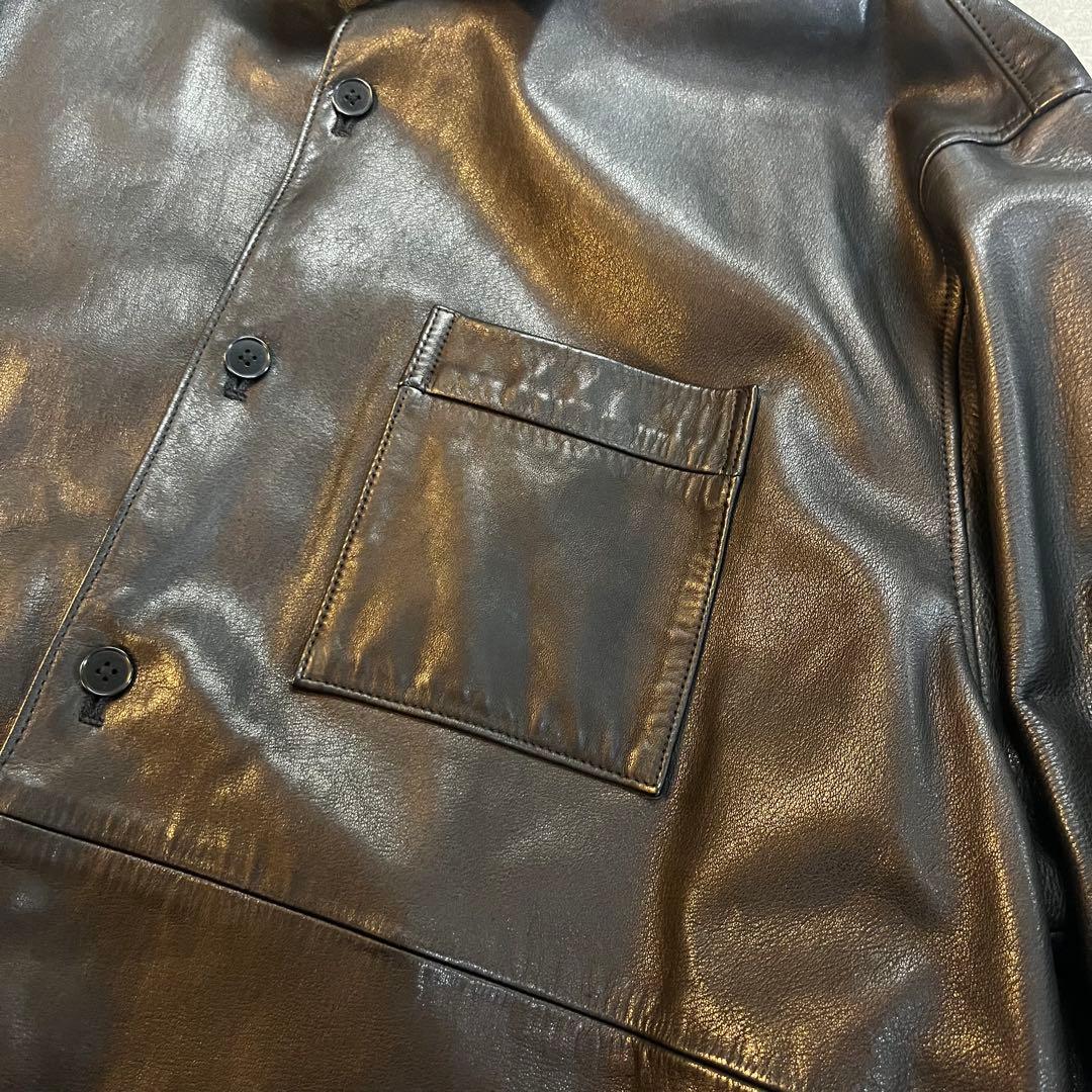 ジャケット・アウター Blanc YM Leather Wide Shirt Black