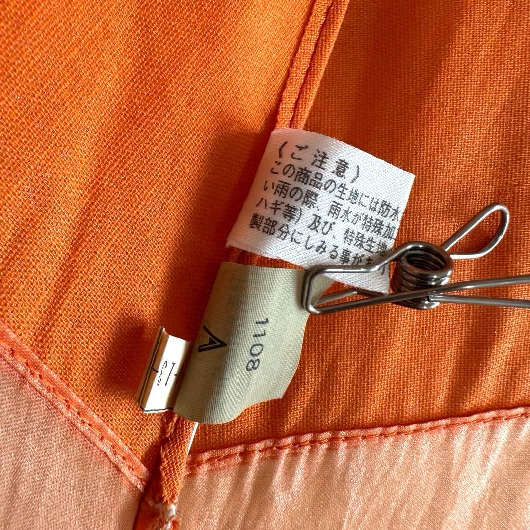 美品✨バーバリー 折りたたみ傘 晴雨兼用 ノバチェック オレンジ 木製 刺繍