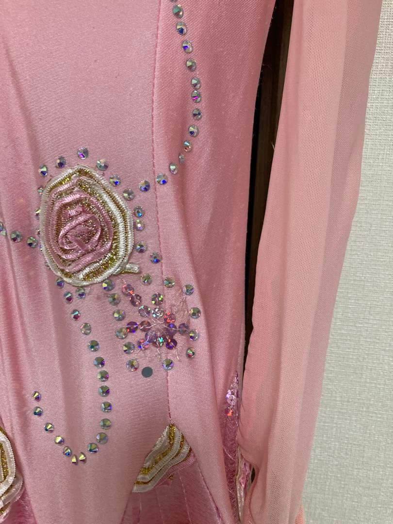 社交ダンス用ピンクロングドレス