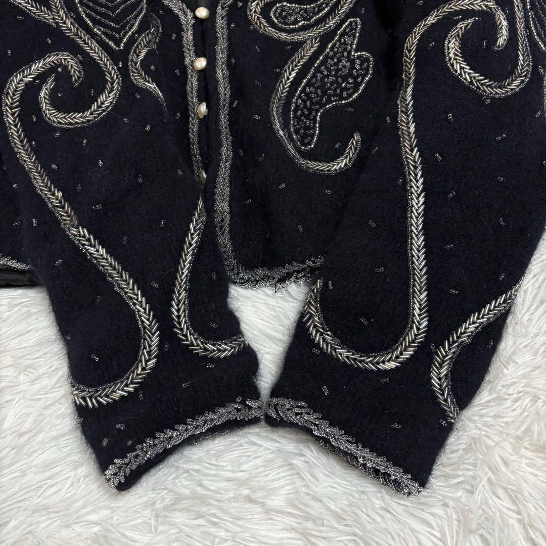 FICCE UOMOビーズ刺繍デザイン　ニットジャケット　ヴィンテージ　アンゴラ